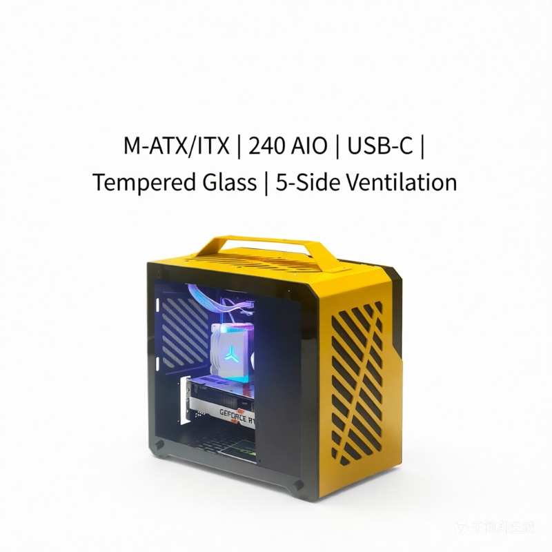 Portable Aluminum Itx Case Carry Handle - Корпус для мини-ПК QM-Z36 Hornet, алюминиевый
